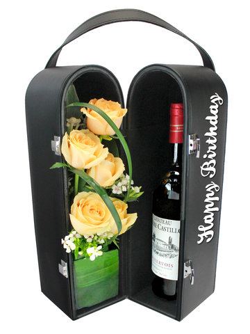 Birthday Present - Birthday Wine Hamper with Flower 31 - L135853B Photo