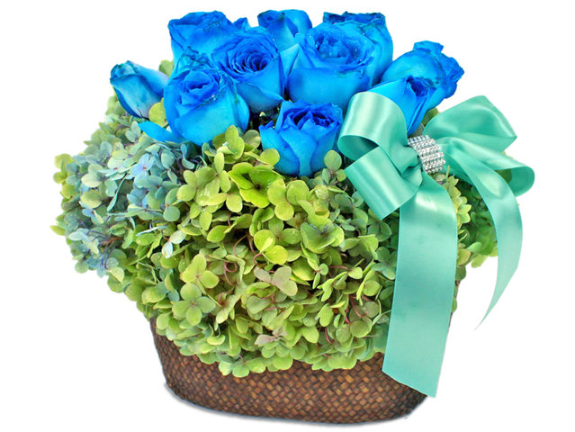 Florist Flower Arrangement - Blue Greens - L24577 Photo