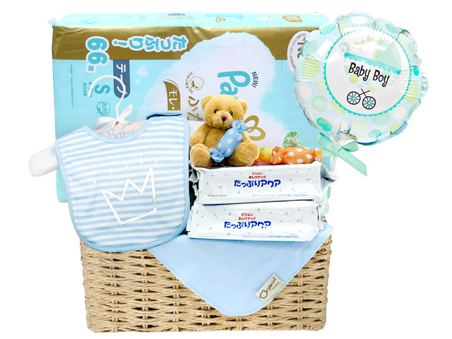 New Born Baby Gift - New Born Baby Boy Gift Basket With Balloon NB08 - L36668685 Photo